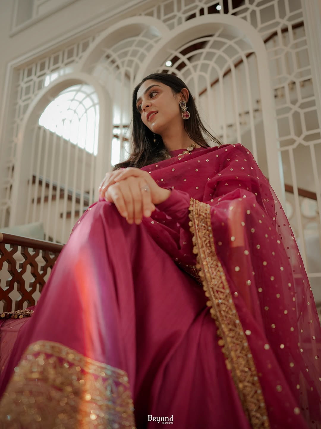 Royal Pink Embroidered Anarkali Gown