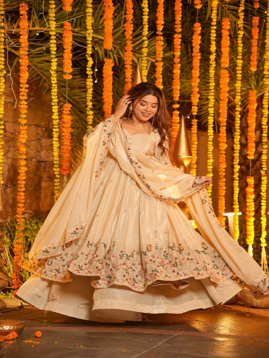 Classic Gray Heavy Work Anarkali Gown