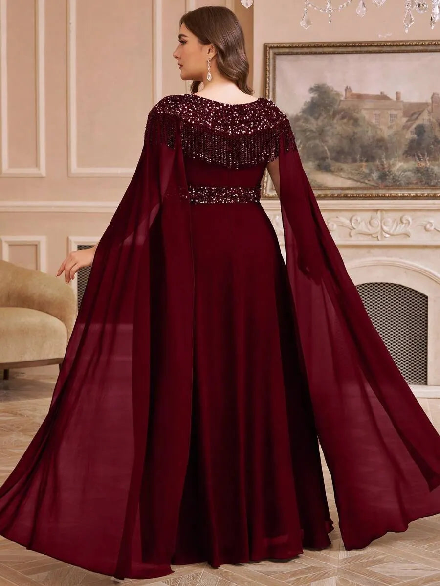 Emerald Maroon Elegance Party  Gown