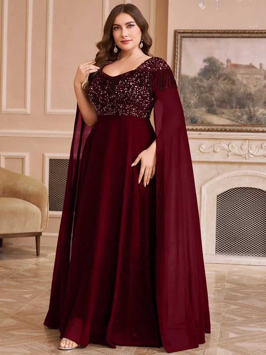 Emerald Maroon Elegance Party  Gown