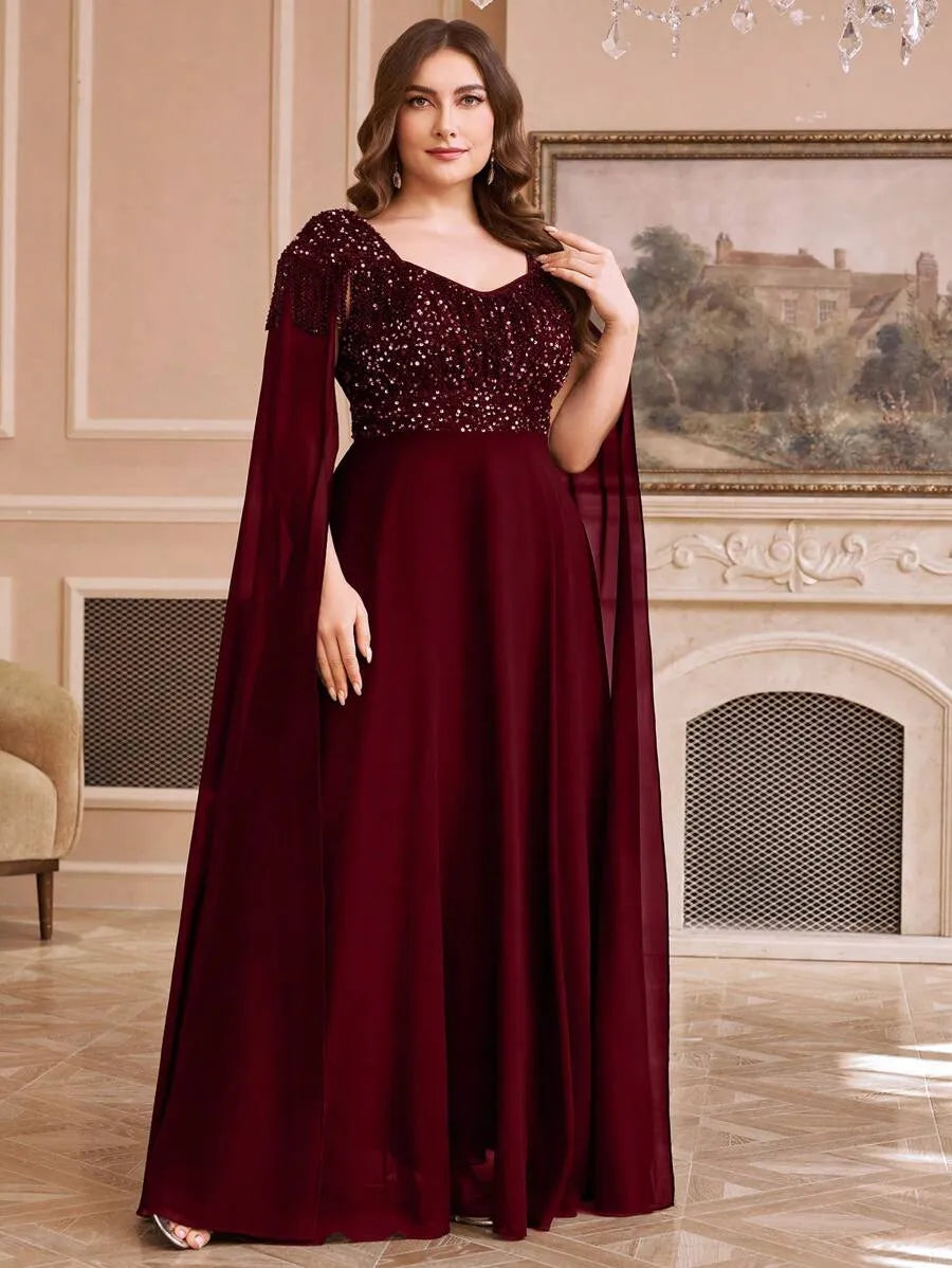 Emerald Maroon Elegance Party  Gown