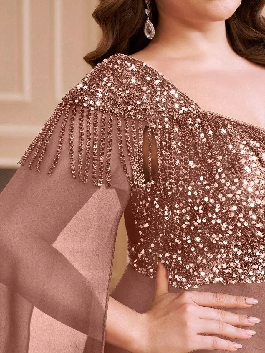 Emerald Brown Elegance Party  Gown