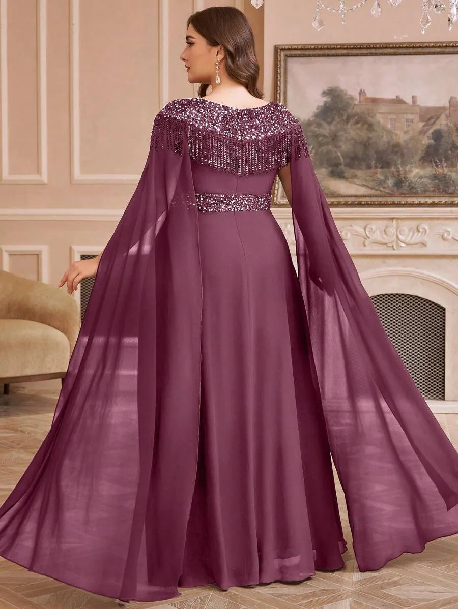 Emerald Mauve Elegance Party  Gown