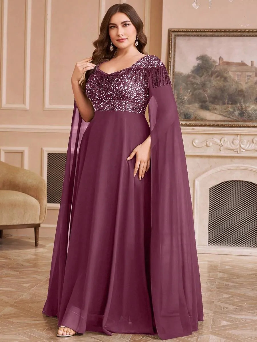 Emerald Mauve Elegance Party  Gown