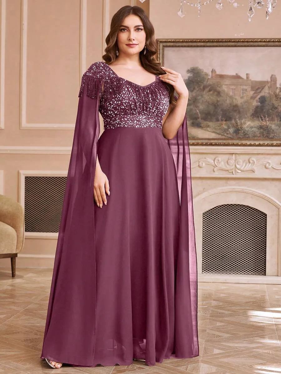 Emerald Mauve Elegance Party  Gown