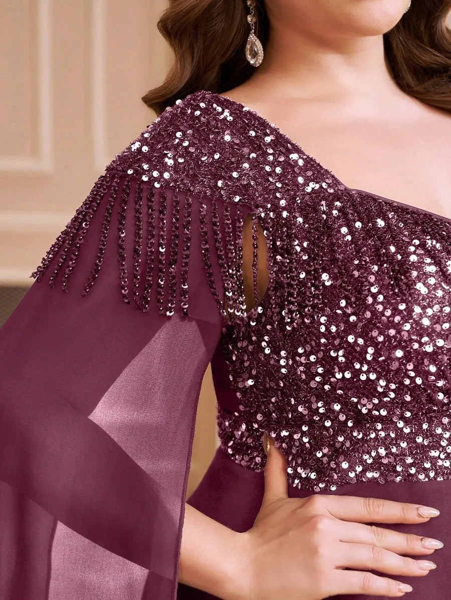 Emerald Mauve Elegance Party  Gown