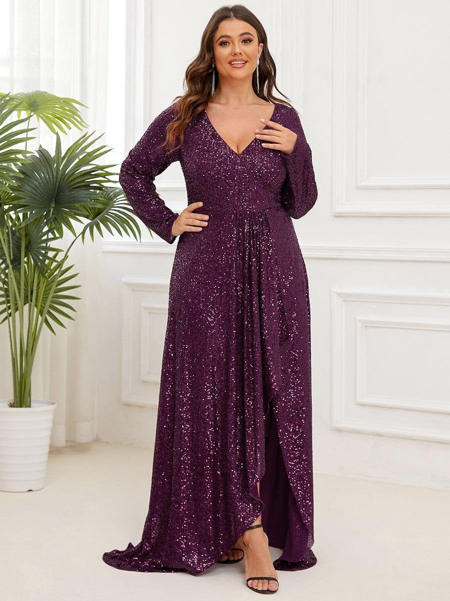 ✨ Luxury Blue Sequin Evening Gown – Full Sleeve Mermaid Fit