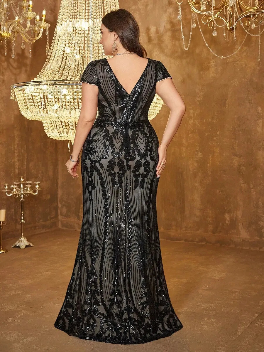Women’s Black Elegant Sequins Party Wear Dress