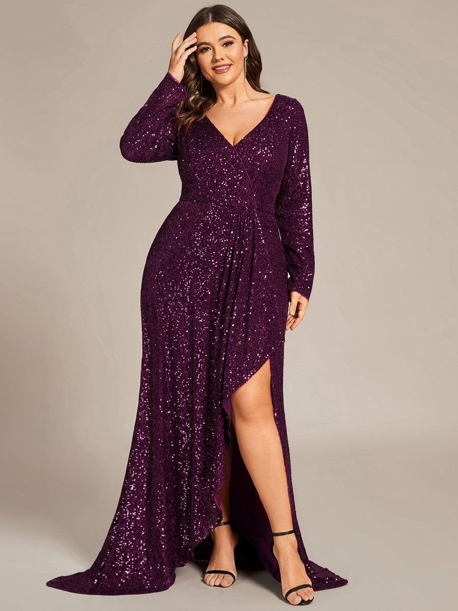 ✨ Luxury Blue Sequin Evening Gown – Full Sleeve Mermaid Fit
