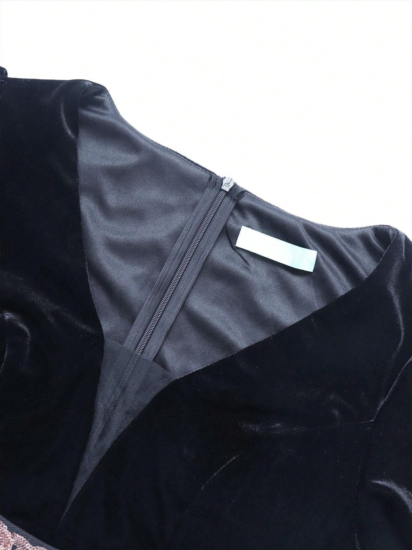 Luxury Black Velvet Embroidered Anarkali Gown Set