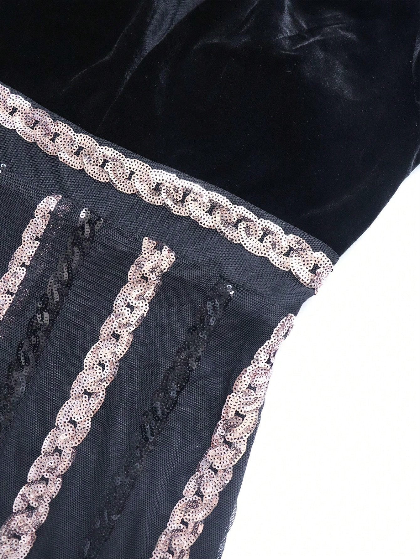 Luxury Black Velvet Embroidered Anarkali Gown Set