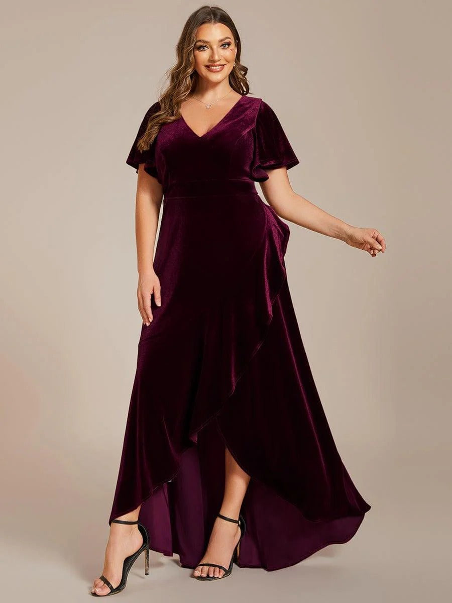 Luxury Maroon Sequin Embellished Flared Gown with Full Sleeves