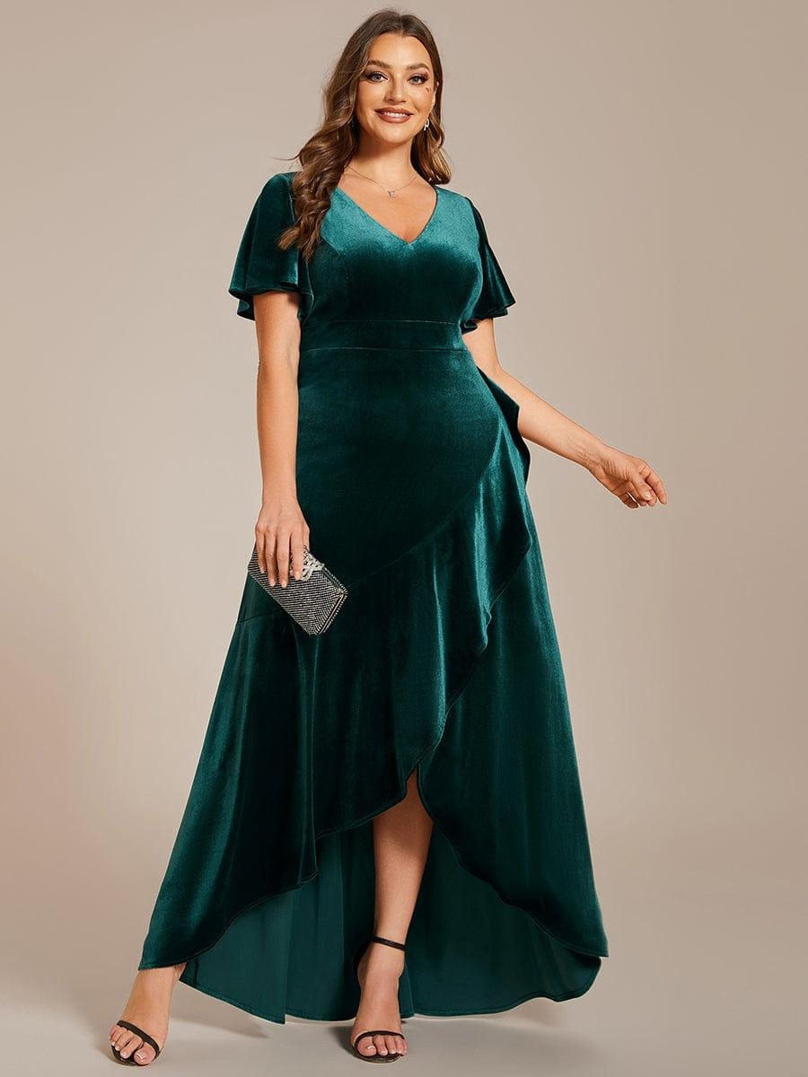 Luxury Green Sequin Embellished Flared Gown with Full Sleeves