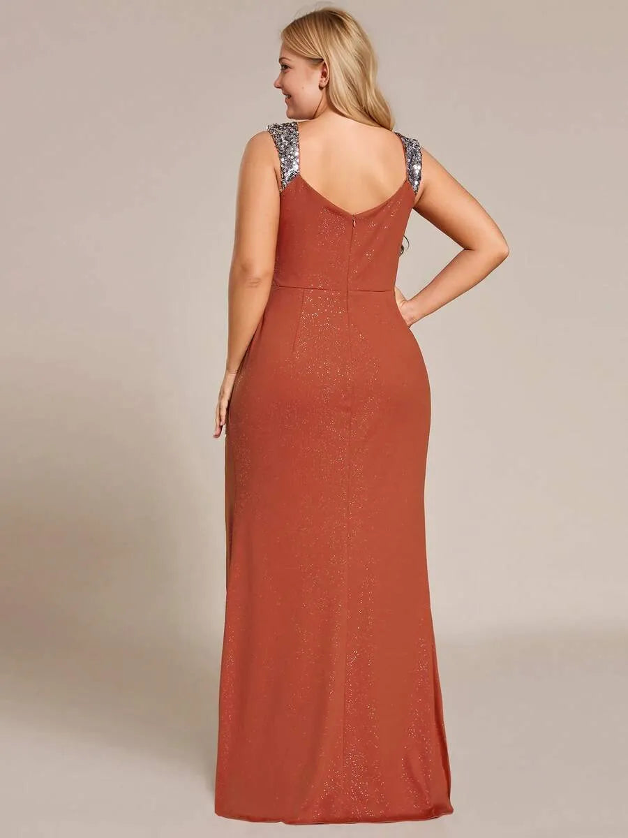 Emerald Orange Elegance Party Wear Gown