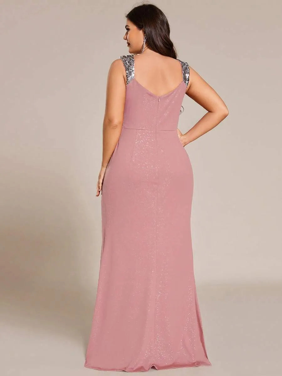 Emerald Pink Elegance Party Wear Gown