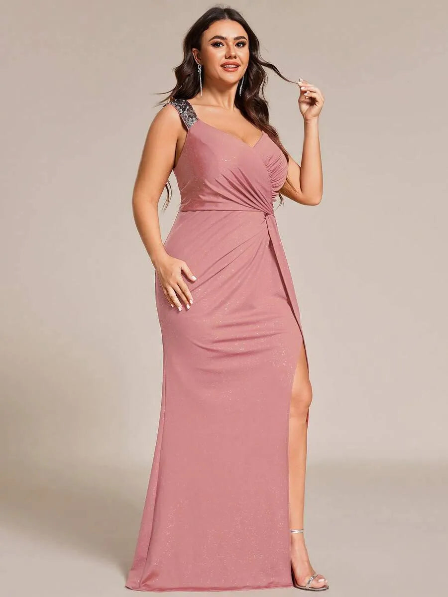 Emerald Pink Elegance Party Wear Gown