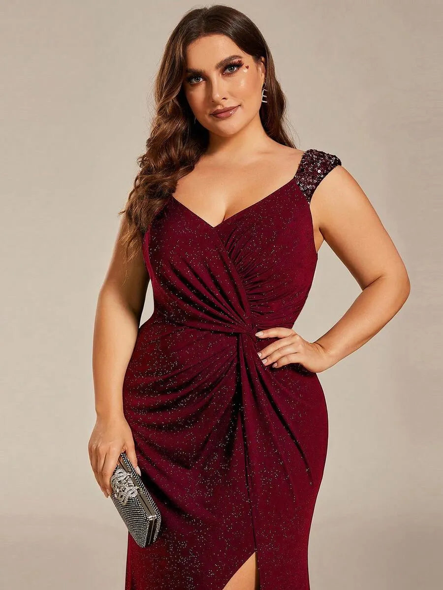 Emerald Maroon Elegance Party Wear Gown