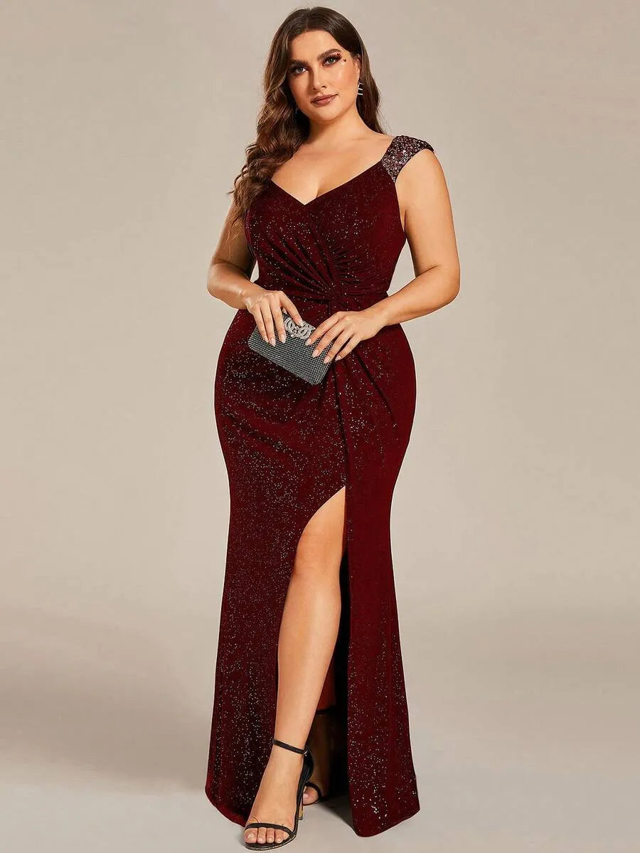 Emerald Maroon Elegance Party Wear Gown