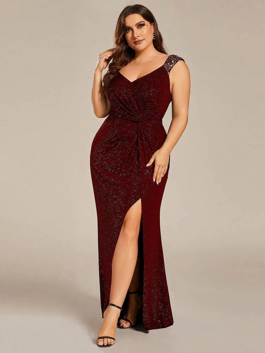 Emerald Maroon Elegance Party Wear Gown