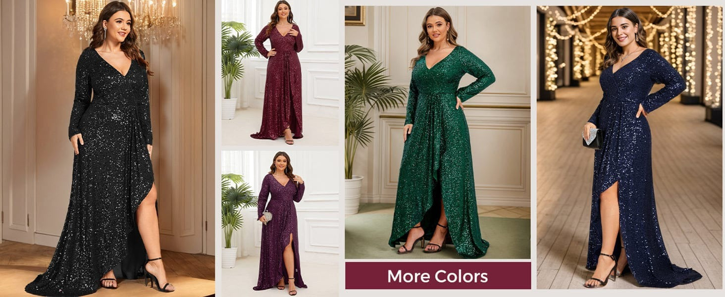 ✨ Luxury Black Sequin Evening Gown – Full Sleeve Mermaid Fit Black