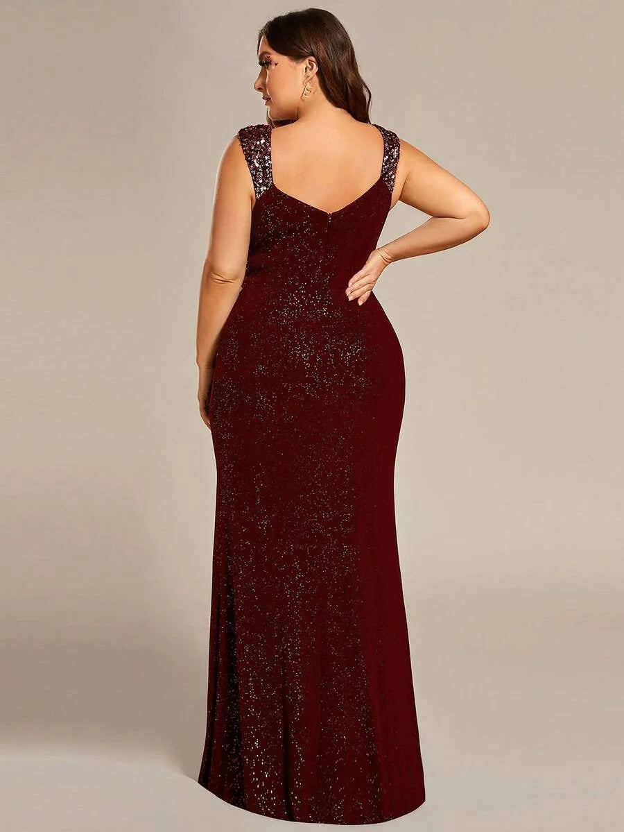 Emerald Maroon Elegance Party Wear Gown