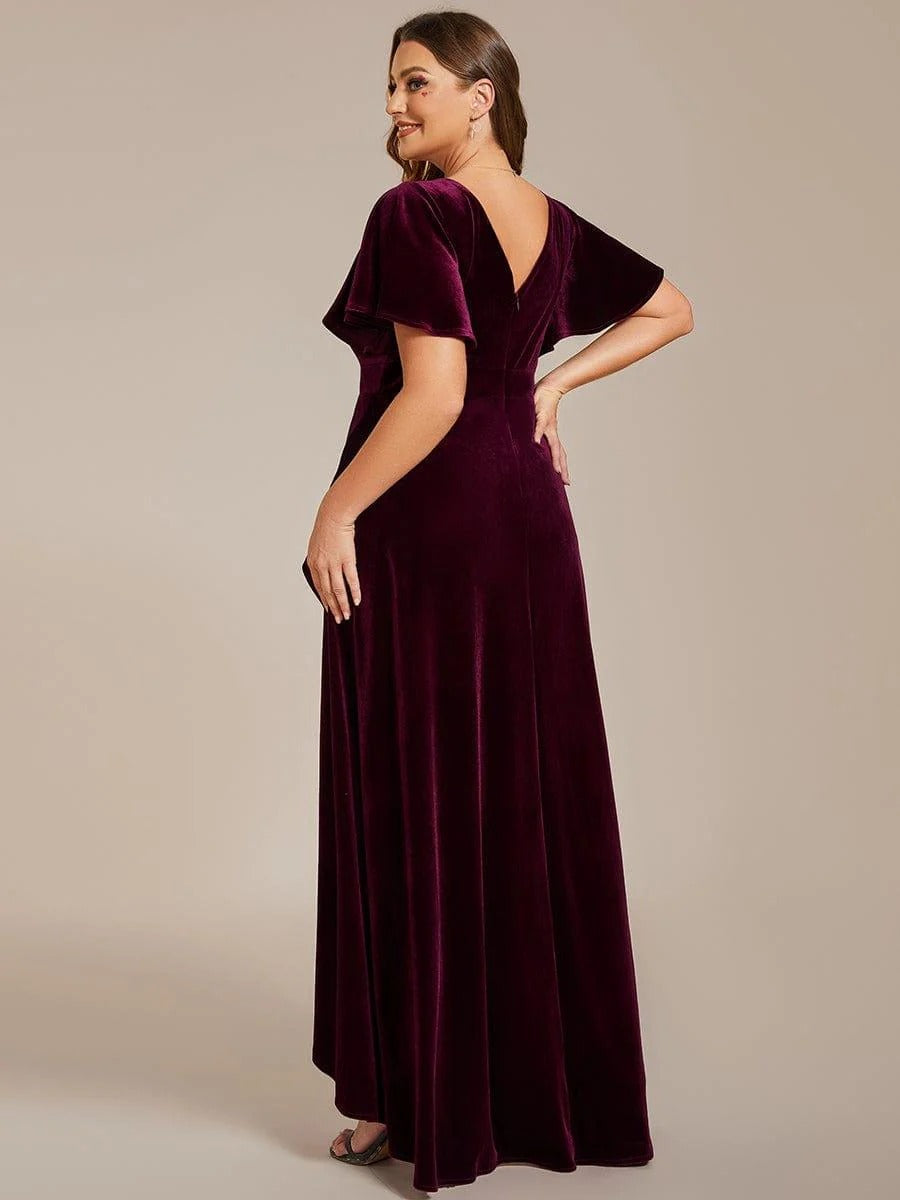 Luxury Maroon Sequin Embellished Flared Gown with Full Sleeves
