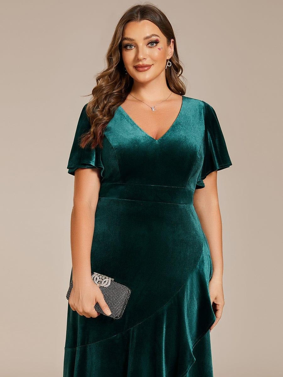 Luxury Green Sequin Embellished Flared Gown with Full Sleeves