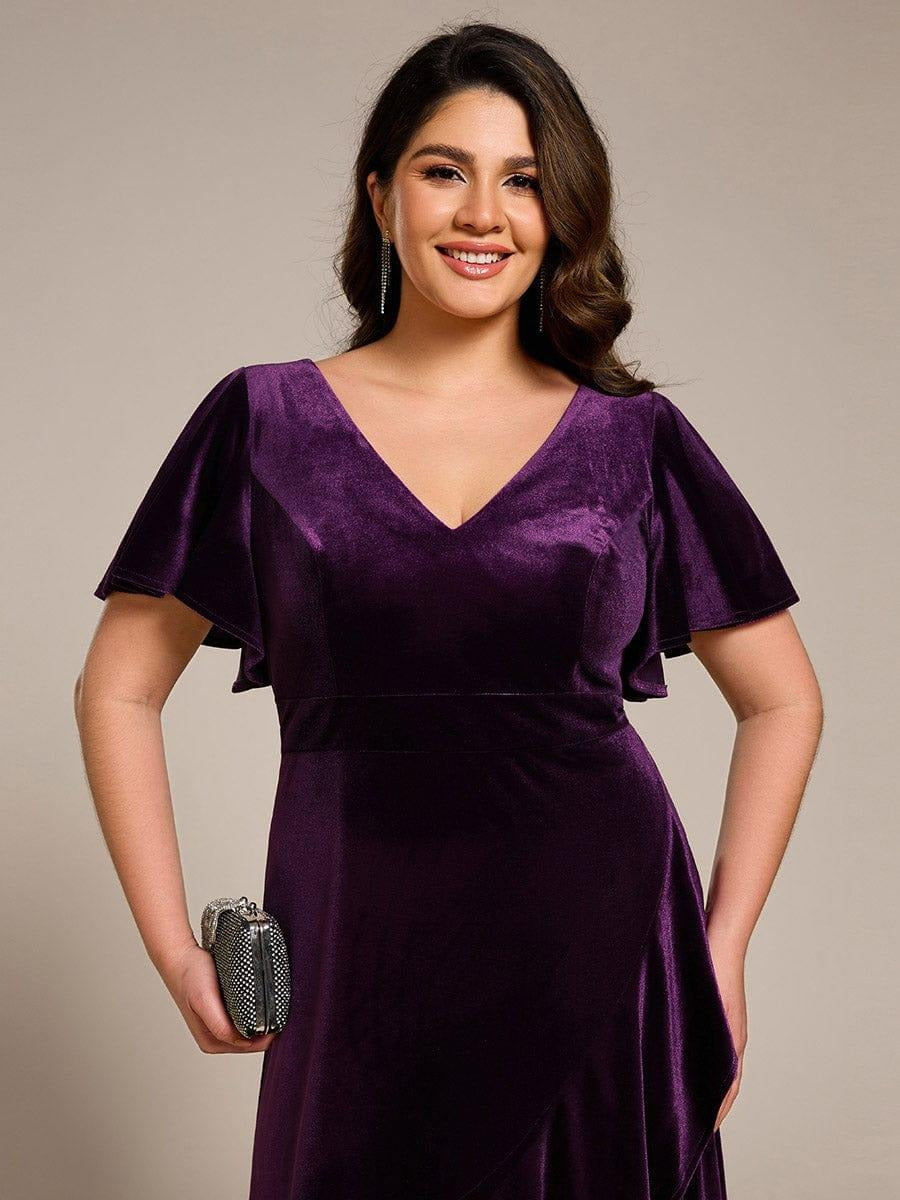 Luxury Purple Sequin Embellished Flared Gown with Full Sleeves