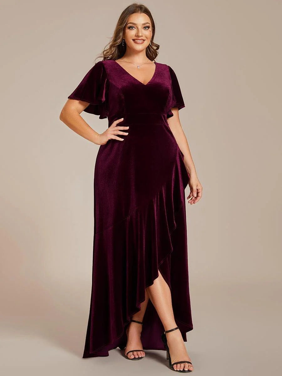 Luxury Maroon Sequin Embellished Flared Gown with Full Sleeves