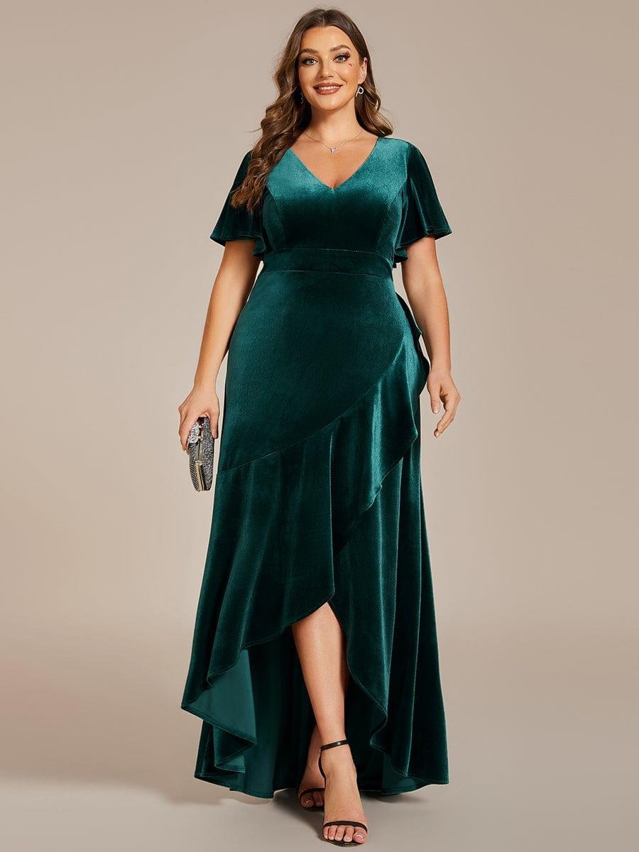 Luxury Green Sequin Embellished Flared Gown with Full Sleeves