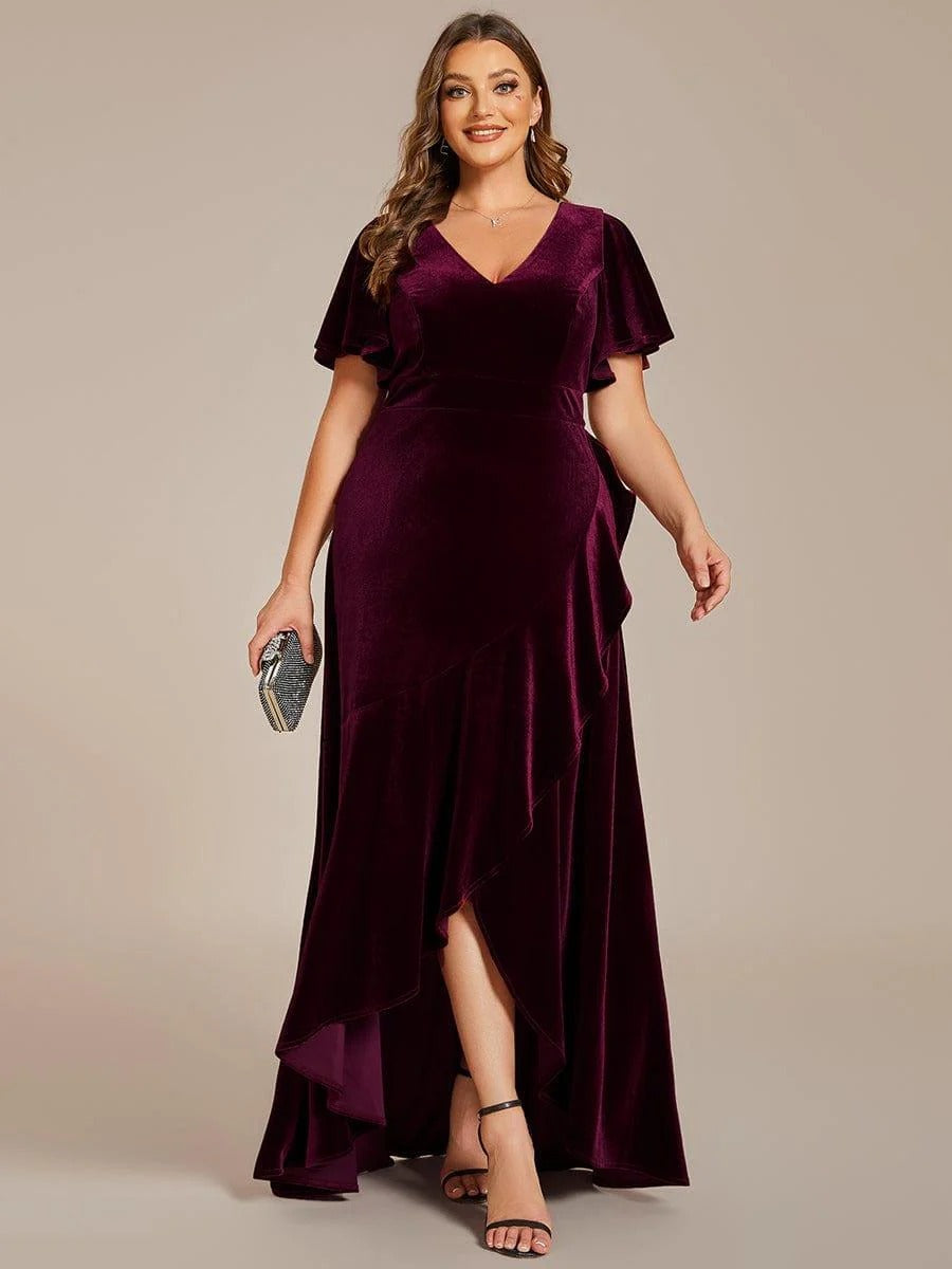Luxury Maroon Sequin Embellished Flared Gown with Full Sleeves