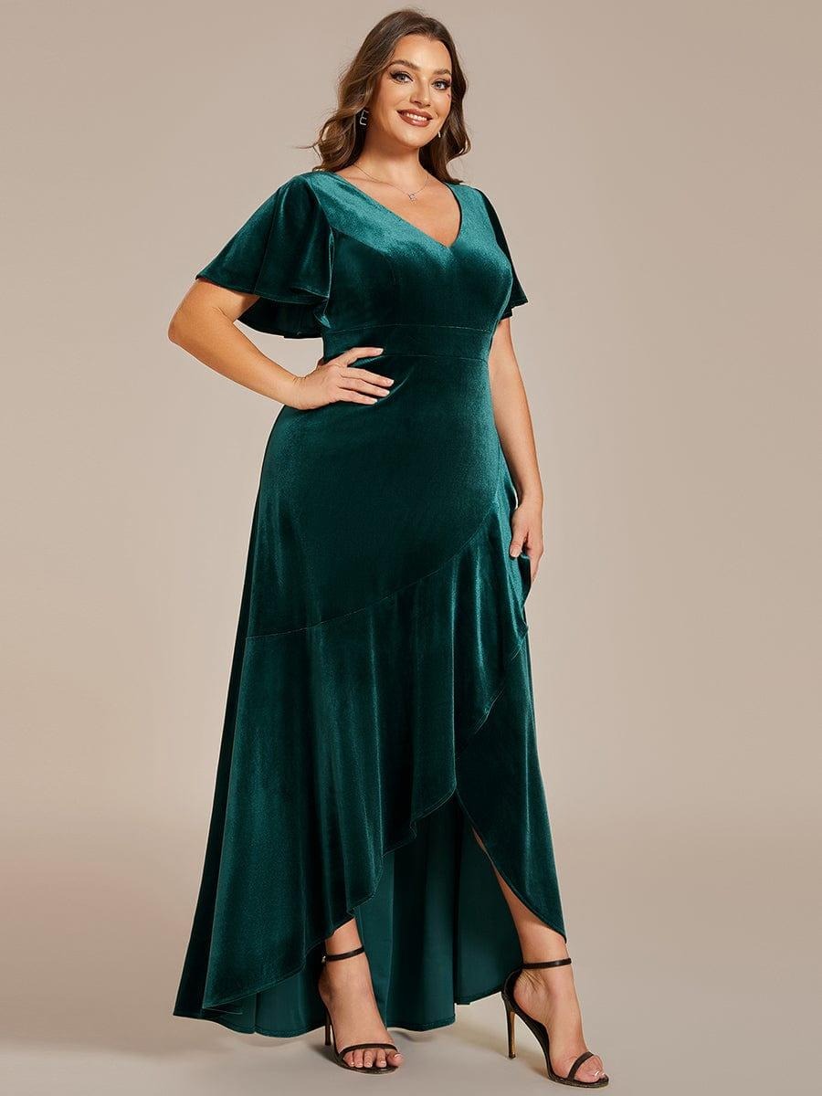 Luxury Green Sequin Embellished Flared Gown with Full Sleeves