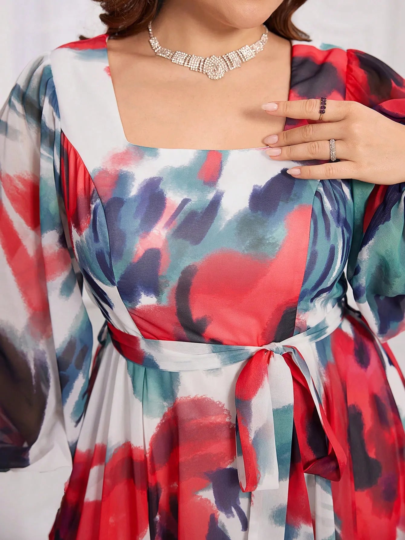 Women’s Multicolor Floral Print Maxi Dress with Long Sleeves