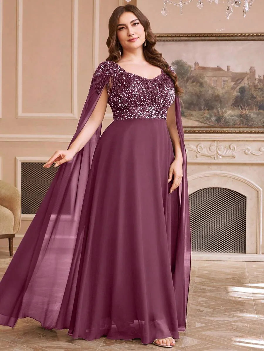 Emerald Mauve Elegance Party  Gown