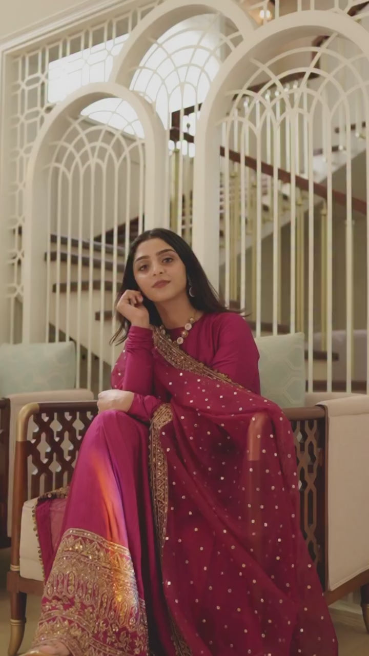Royal Pink Embroidered Anarkali Gown