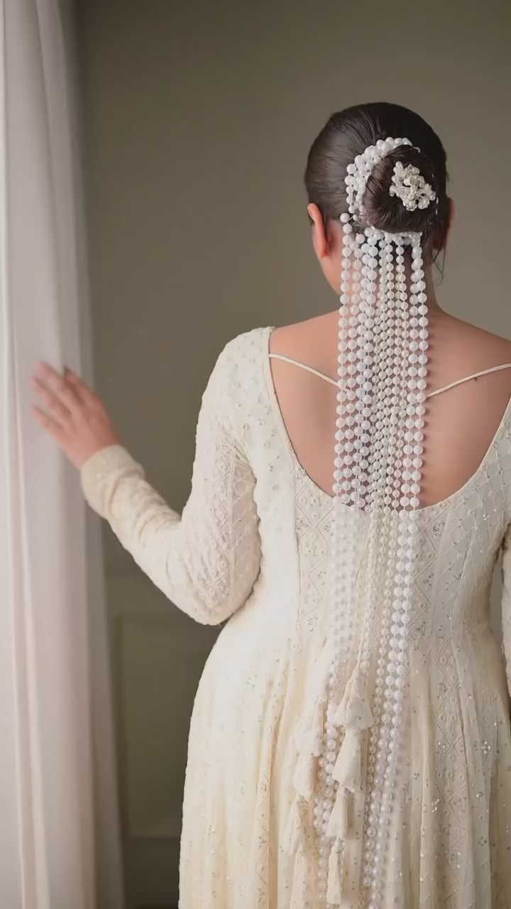 Premium White Floor-Length Anarkali Gown